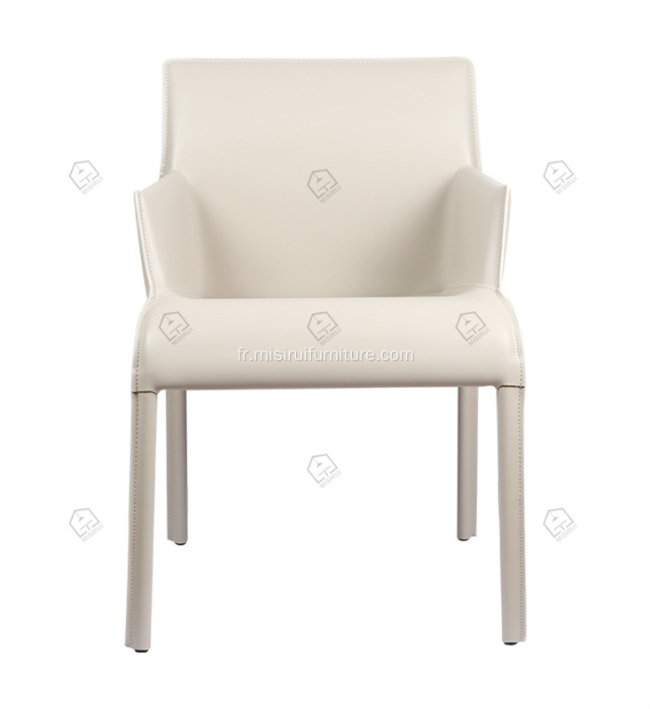 ltalian chaises à accoudoir en cuir de selle blanche minimaliste