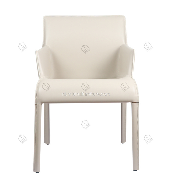 Ltaliaanse minimalistische witte zadelleren armleuningstoelen