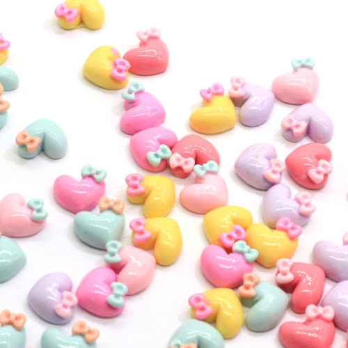 100pcs Flat Back Resin Lovely Heart Bow knot Charms Craft Scrapbook DIY Art Decor Pendant Earring Necklace Jewelry Ornaments