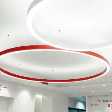 Gym Supermarket Clothing Store Cafe Meeting Room Linear Ceiling Hanging Lamp LED Round Pendant Lights For GYM