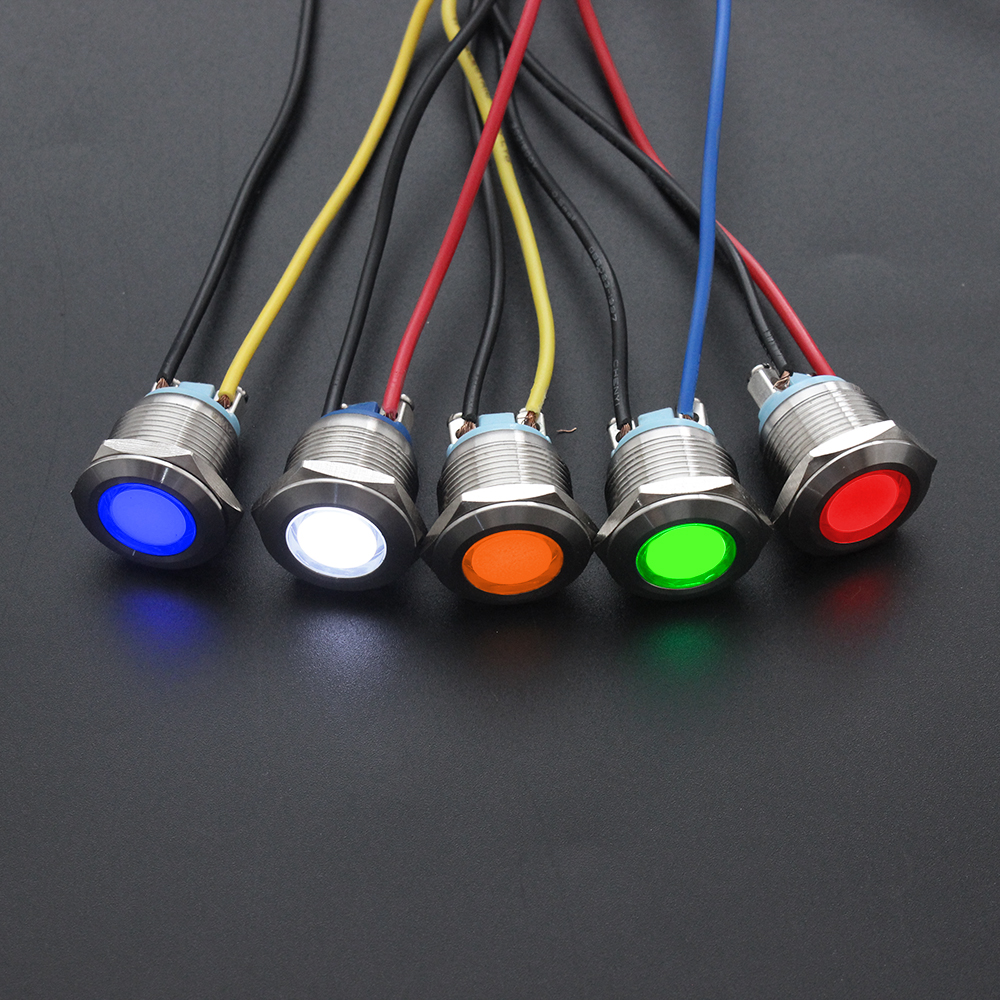 1pcs 8mm 12mm 16mm 19mm 22mm 25mm Waterproof Metal LED Warning Indicator Light Signal Lamp Pilot Wire 3V 5V 6V 12V 24V 110V 220V