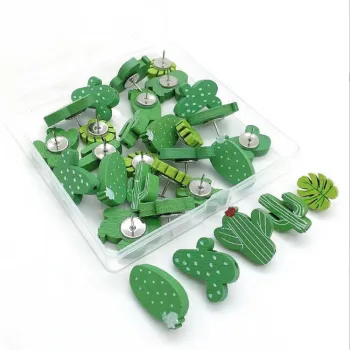 Decorative Cactus Drawing Push Pins for Home and Office