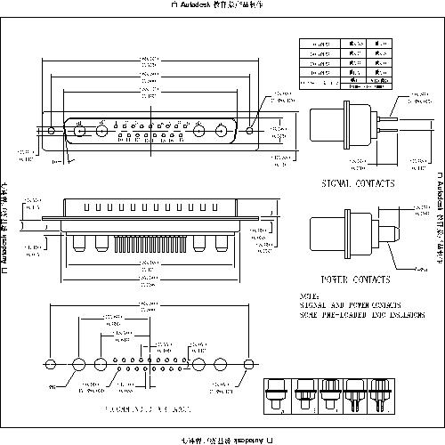 PDP21W4-MXXX POWER D-SUB 21W4 DIP STRAIGHT-MALE TYPE