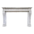 Classic White Marble Fireplace with Ornamental Floral