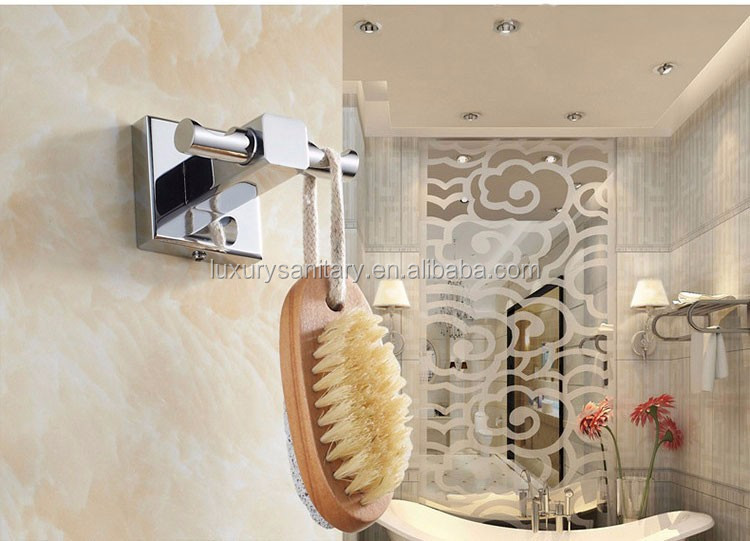 High Quality Brass Square Bathroom Hardware Accessories Robe Hook Clothes Hanger Holder Bag Hook