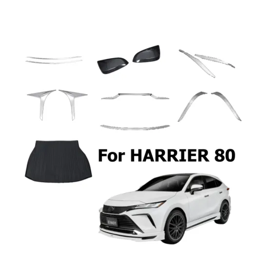 Chrome Trim Set for Toyota Harrier 80: Floor Mats, Grille Trim, Rear Emblem, Door Sills