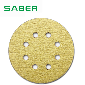 Gelbe Papierscheibe 5 Zoll/125 mm mit 8 Löchern für Holz- und Metallschleifen
