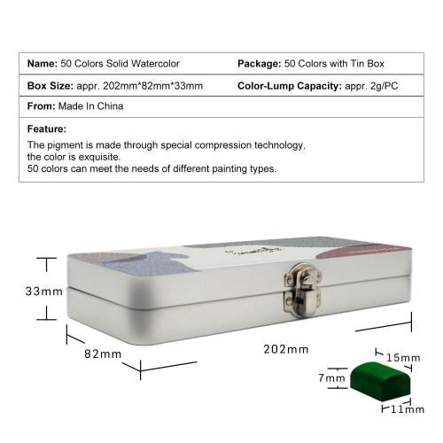 50 colori set di metallo per la vernice ad acquerello con pennello