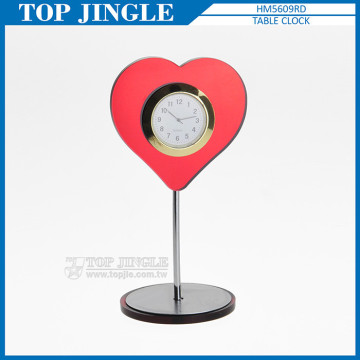 Heart shaped decorative small desk clock for table