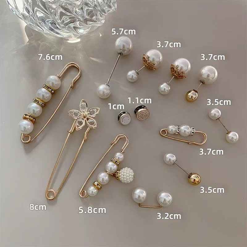 Adjustable Pearl Brooch Waist Cincher with Anti-Glare Buckle