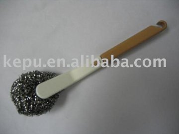 cup bottle cleaning stainless steel ball with wooden handle