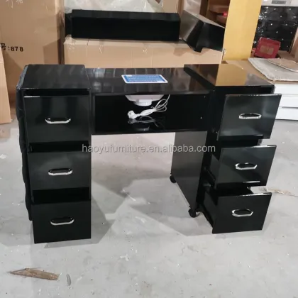 black nail tech tables station with 6 drawers dust collector nail tables
