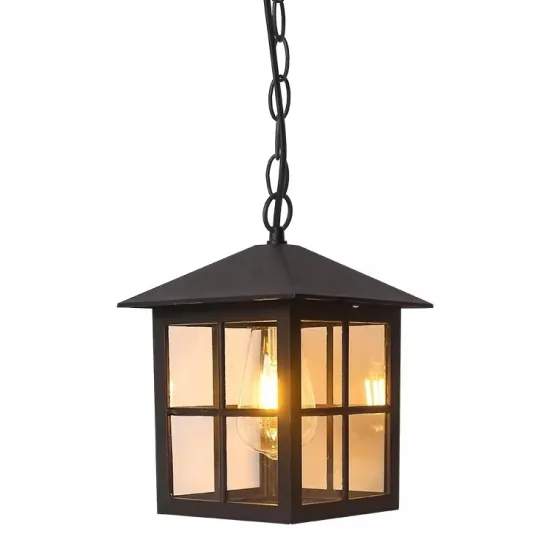 Outdoor Black Metal Square Cage Pendant Lights - 12W, 18W, 24W IP65 LED Ceiling Lights