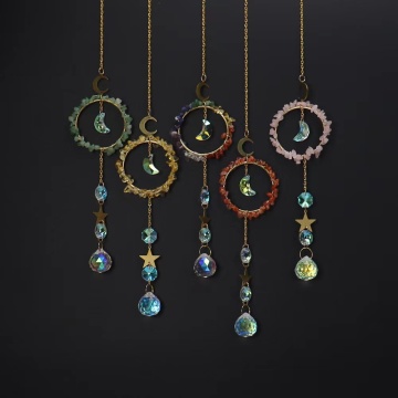Natural Crystal Sun Catcher Gemstone Stained Glass Crystal Hanging