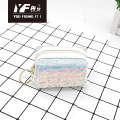 Sequin PVC square make up coin purse