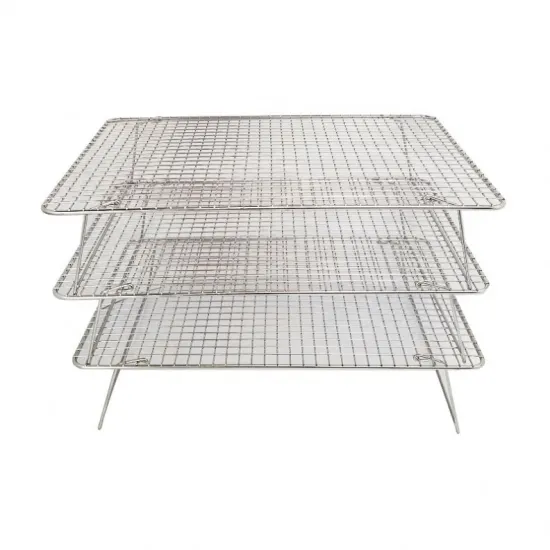 304 Stainless Steel 3-Tier Non-Stick Square Cooling Rack for Baking