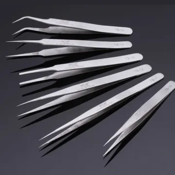 6pcs/lot Stainless Steel Vetus Tweezers Set Forceps Pincet Precision Tweezers Electrician Tools