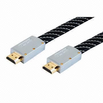 19 ακίδων αρσενικό HDMI ® επίπεδη καλώδια, κέλυφος κατασκευασμένο από μέταλλο, με νάυλον πλεξούδα, 1.4V τάση