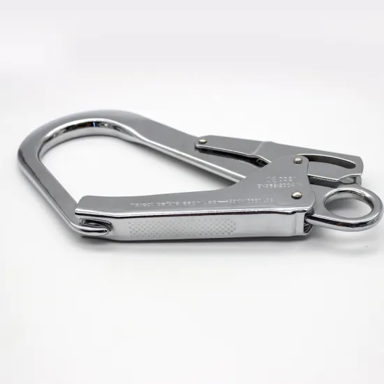 Industrial Grade Safety Hook: Heavy-Duty 23KN Double Lock Snap Hook Crafted from Forged Steel and Heat Treated to EN362-2004 Standards