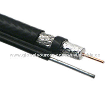 RG11 with messenger, 75 ohms, CCS or Cu conductor, solid PE, bonded aluminum foil, 60% braid