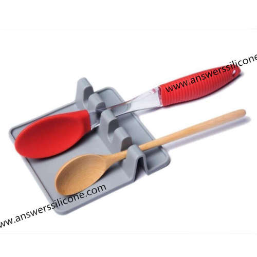 Cuchara de silicona flexible Utensilios de descanso Soporte de cuchara Cocina