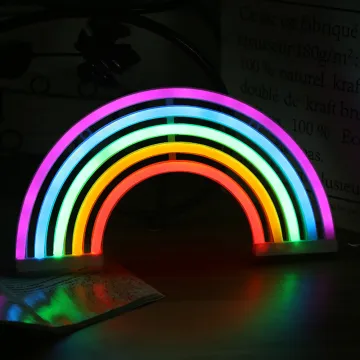 Rainbow Neon Sign LED Rainbow Light Lamp Wall Decor For Girls Bedroom Christmas Neon Bulb Tube Rainbow Decor For Party Home