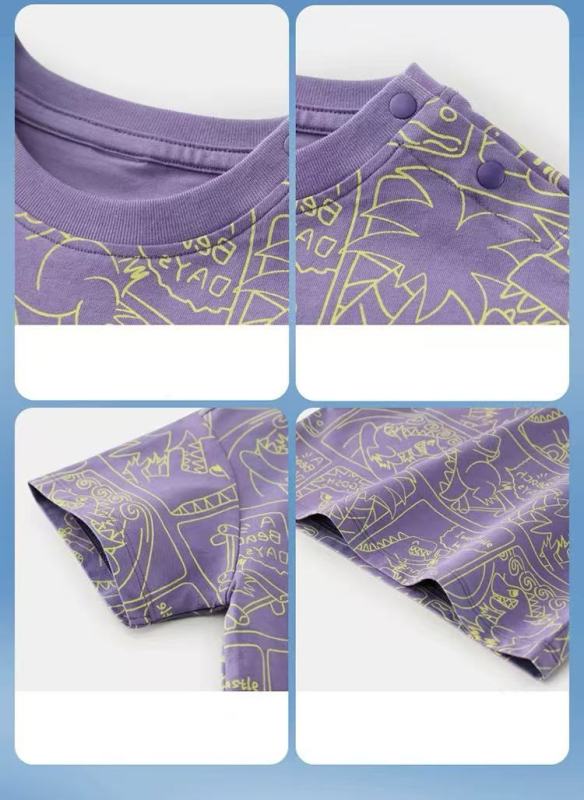 Boys' ice silk printed T-shirt short sleeve