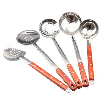 Professional Stainless Steel Spatula, Colander, and Wooden Handle Scoop: Essential Kitchen Gadgets and Utensils for Cooking Accessories