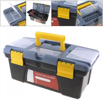 Black Large Portable Plastic Hardware Tool box with Storage Box for Home or Outdoor Finishing Debris