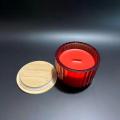 Red Color Scented Glass Candle Strawberry Aroma Wood Wick Candle Gift Candle