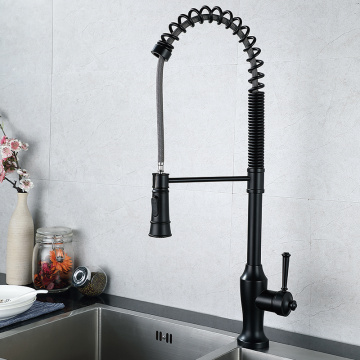 Brass Single Lever Spring Kitchen Faucet