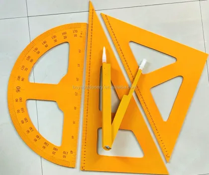 Wooden School Ruler and Geometric Protractor Set for Teaching and Woodworking
