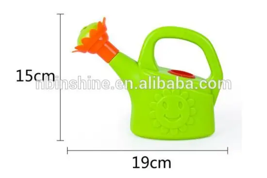 Personalized kids beach bucket gift set , green and orange plastic toy watering can
