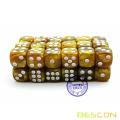 Bescon 12mm 6 caras Dice 36 en Brick Box, 12 mm Six Sided Die (36) Bloque de dados, Mármol Golden