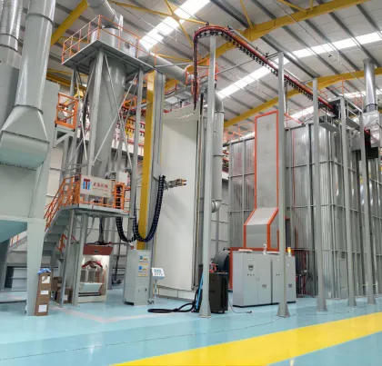 Electrostatic powder spraying lines