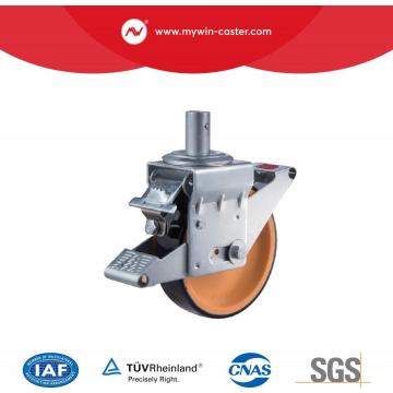 Mywin pu wheel nilon inti heavy duty industri scaffolding caster dengan total kunci