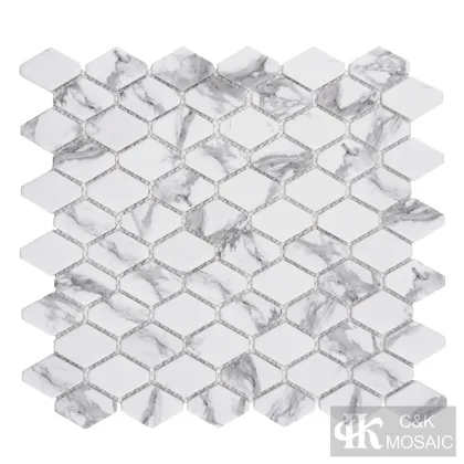 C&K Mosaic Hexagon Glass Mosaic Tile Backsplash Kitchen