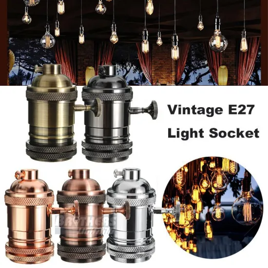 E26/E27/E40 Vintage Lamp Holder with Switch: Rustic Indoor Decor and Lighting Socket Options