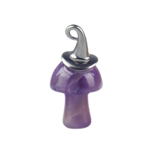 Amethyst Mushroom Wizard Cap Pendant for Making Jewlery 15X20mm Stone Halloween Charms