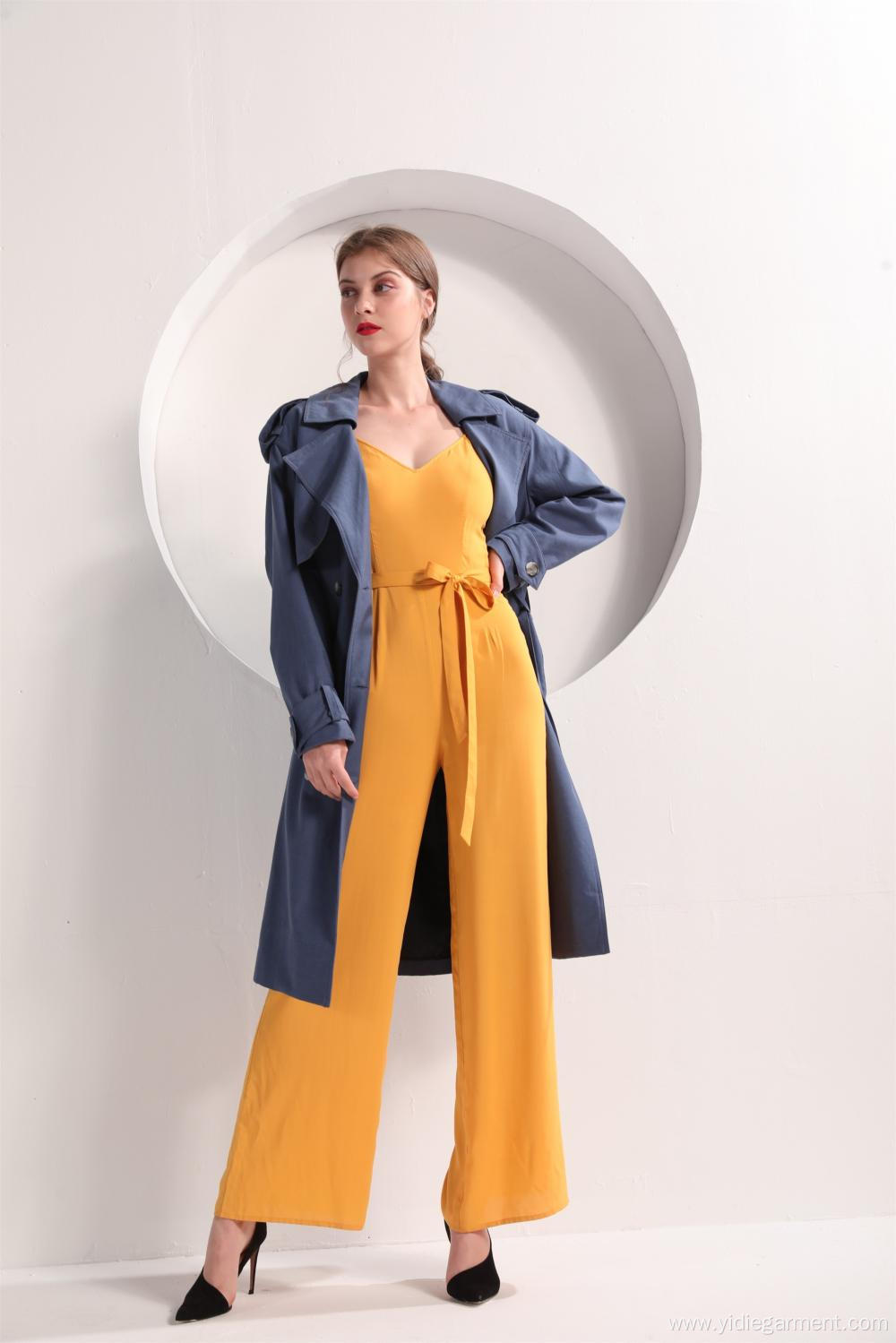 Women Yellow Color Wide Leg Cami Jumpsuit