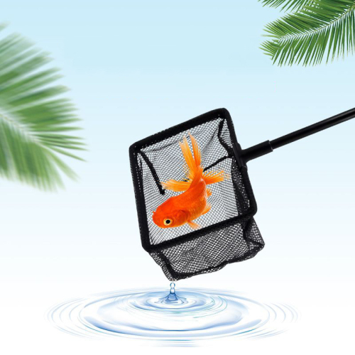 Fish Tank Net Long Handle Square Aquarium Accessories Portable Landing Fishing Net Floating Objects Cleaning Tool Retractable