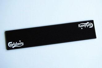 Black rectangle customized drinking soft pvc bar mat , anti
