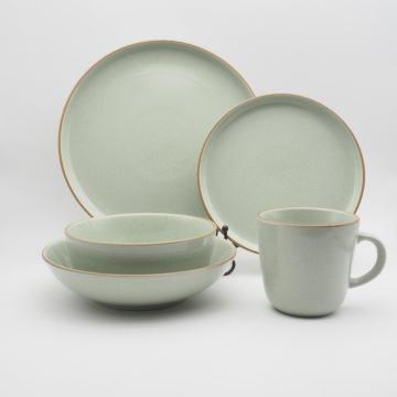 Color Glazed light green color Stoneware dinnerset