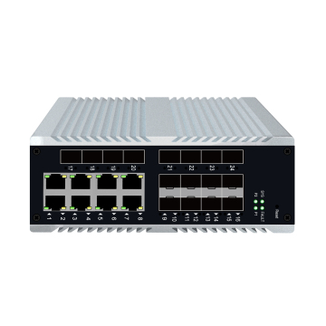 Switch Ethernet gigabit industriale con binari con 8 porte RJ45 e 16 uplink SFP