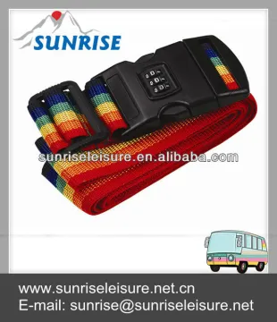 rainbow color travel luggage suitcase security strap with coded lock