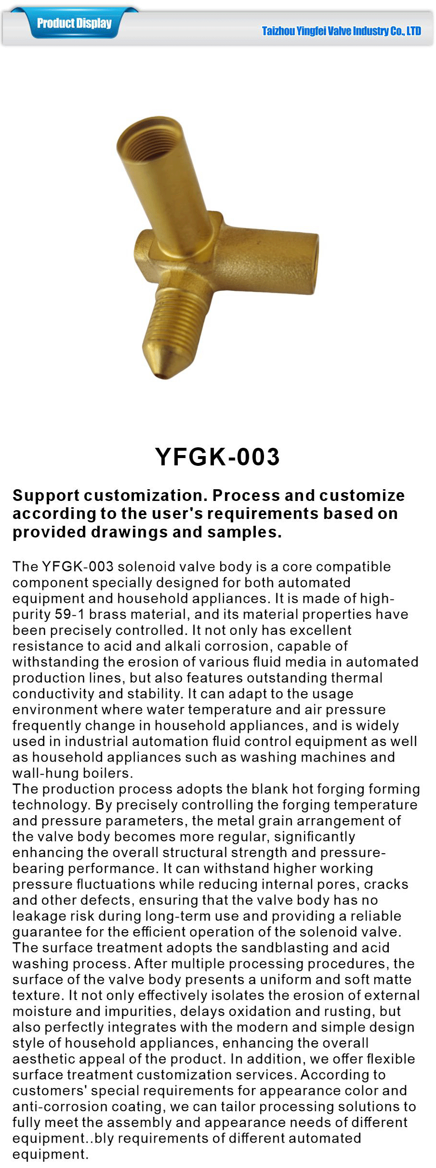 Electromagnetic valve body for household appliances-xiangqing1-YFGK-003