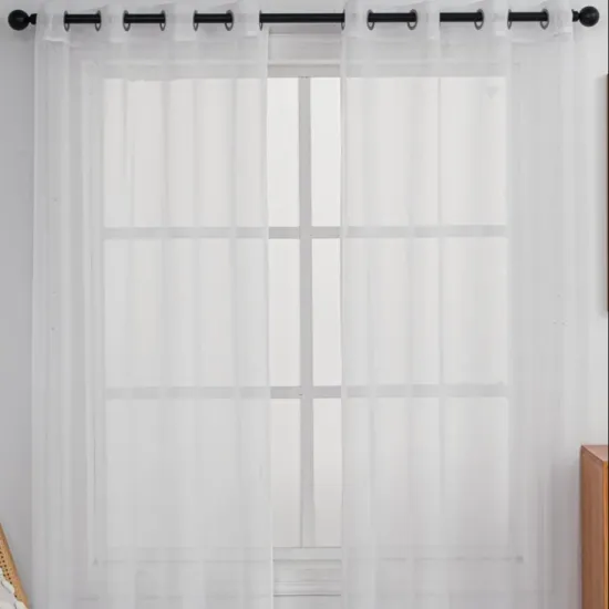 Custom Size White Voile Curtains for Living Room Decoration