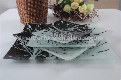 Colored Glass Plate Toughened Glass Plate Glass Dish High Quality Cake Glass Plate