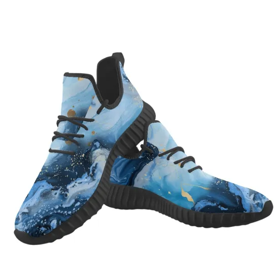 Hot Sale Blue Marble Design Men's Comfortable Running Shoes