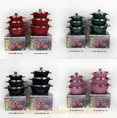 Kitchenware Set 6 Pieces Cookware Set Maifan Stone Aluminum Casserole Set